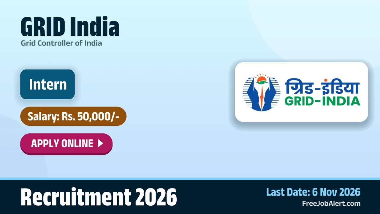 GRID इंडिया इंटर्नशिप 2026: 15 पदों के लिए आवेदन 6 नवंबर तक – पात्रता, वेतन और चयन प्रक्रिया