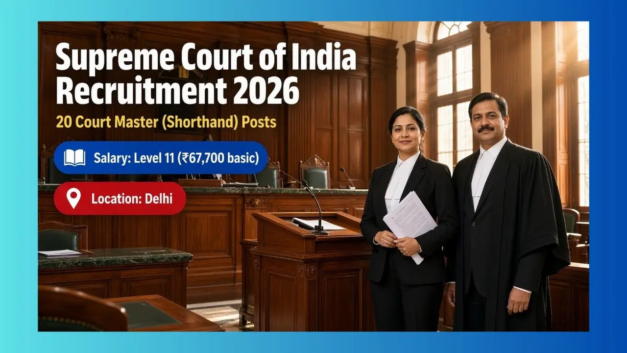 सुप्रीम कोर्ट ने निकाली कोर्ट मास्टर के 20 पदों पर सीधी भर्ती, 15 नवंबर तक करें आवेदन