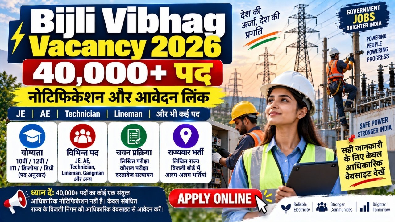 Bijli Vibhag Vacancy 2026: बिजली विभाग में 40,000+ पदों की भर्तियों को लेकर क्या हैं आधिकारिक तथ्य और जरूरी बातें