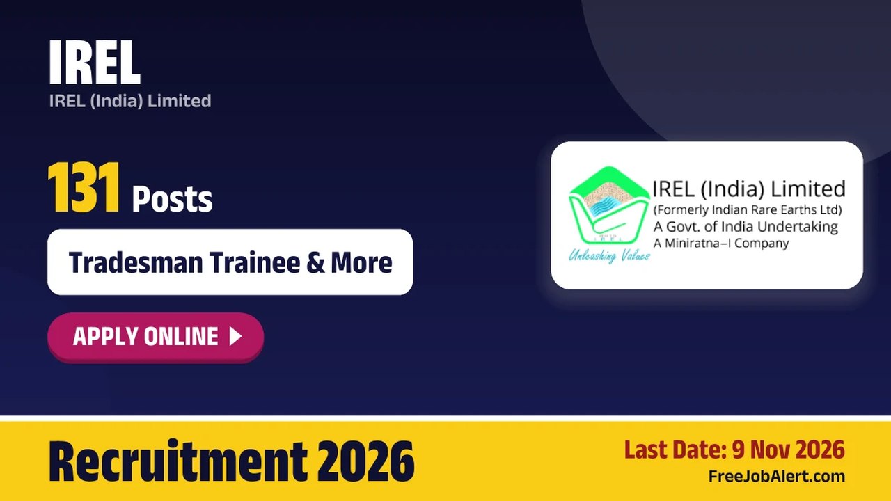 IREL Announces 131 Tradesman Trainee Vacancies for 2026: Key Details, Eligibility and Application Dates — article featured image