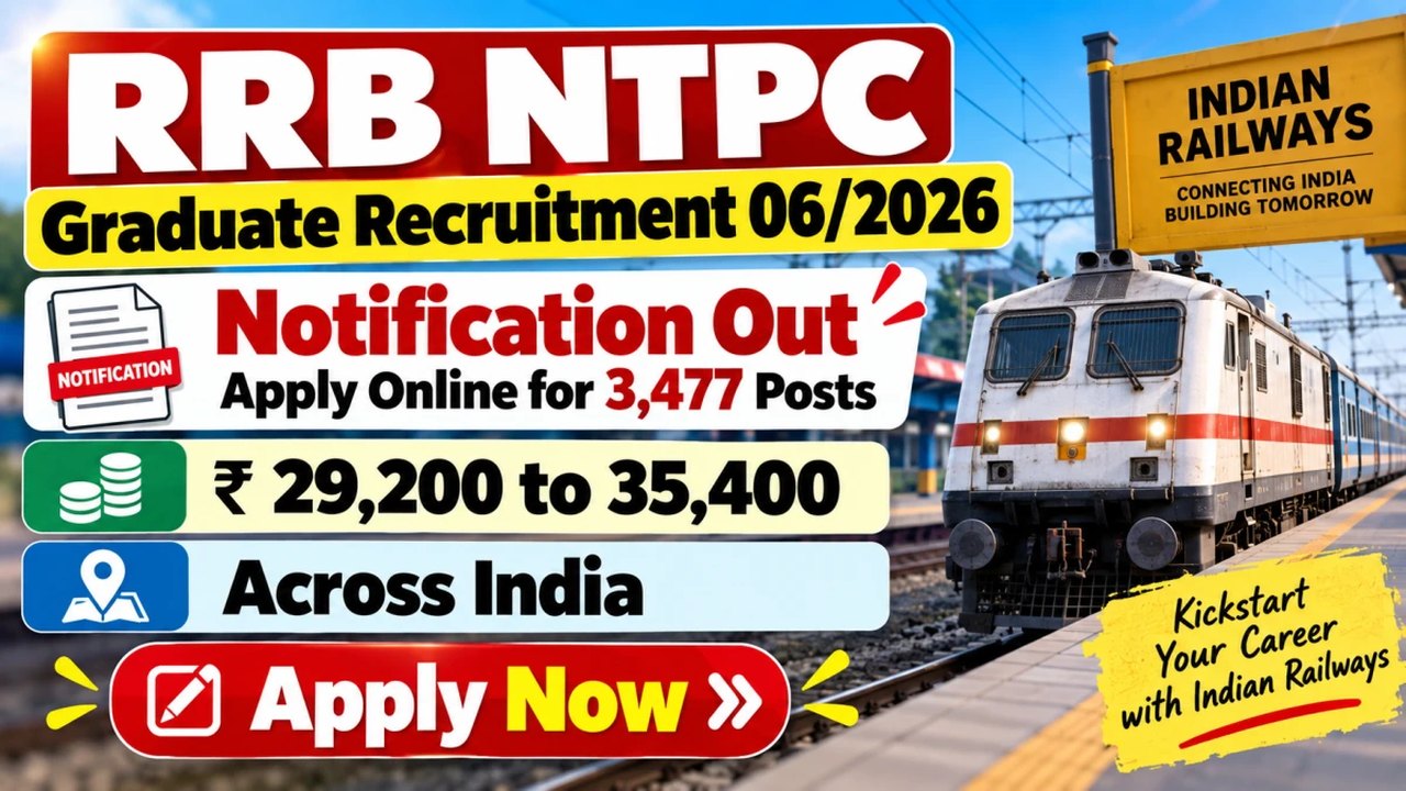 RRB NTPC Graduate Recruitment 2026: Official Notification Released for 3,548 Posts